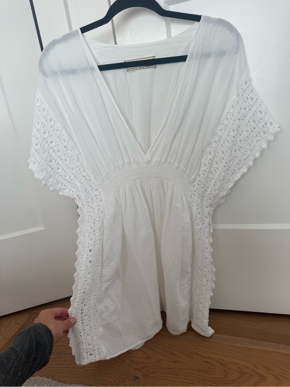 Seaspice Ilsa cover up mini dress, white boho lace